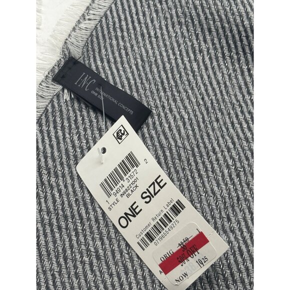 Inc International Concepts Two-Tone Shine Scarf/ Wrap, Black - Picture 6 of 8